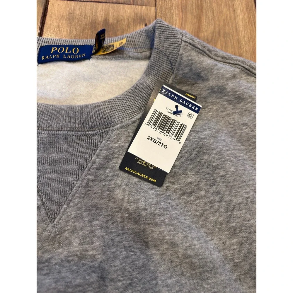 Polo Ralph Lauren Polo Bear Basketball Sweatshirt Gray Mens 2XB Big & Tall NWT